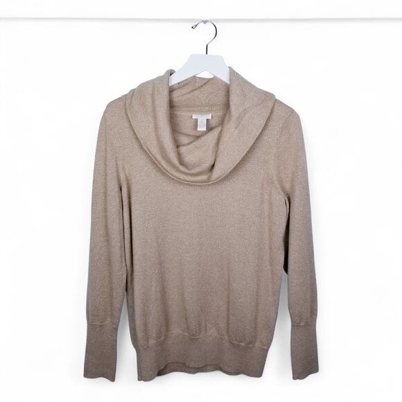 CHICO'S Gold Metallic Cowl Neck Pullover Sweater #4501370374 - Size 1 - M (8) - Picture 1 of 6